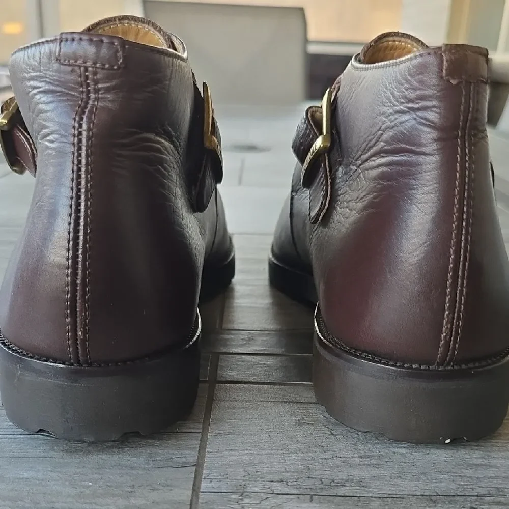 Kenneth Cole Brown Leather Chukka Boots with Buckle